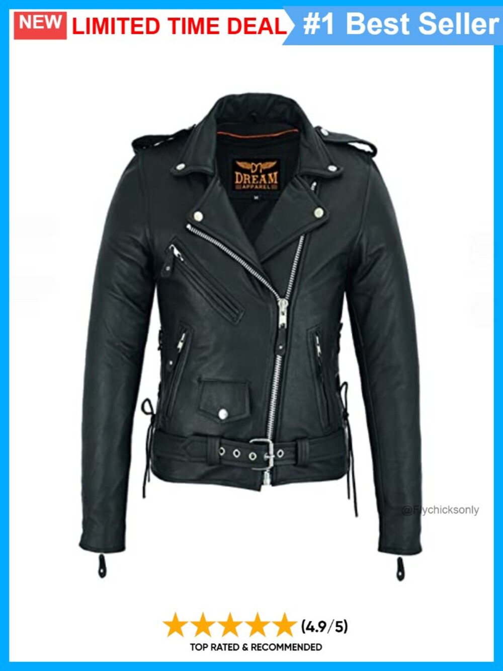 Genuine Cowhide Leather Motorcycle Biker Jacket Zip Out Lining Laced Waist